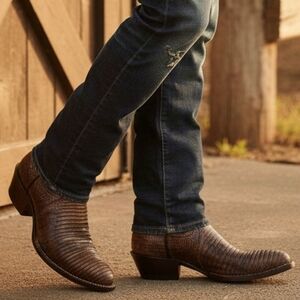 DAN POST Exotic Brown Lizard Cowboy Western Boots #16709 ,Mens 8 D